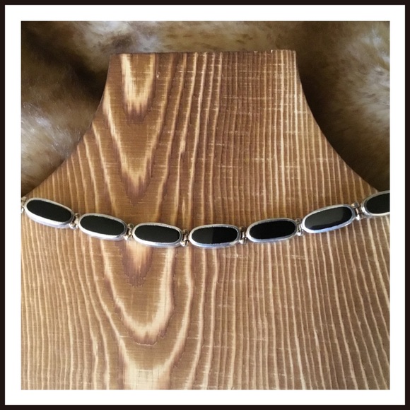 STERLING SILVER 925 INLAY BEAUTIFUL BLACK BRACELET - Picture 4 of 8